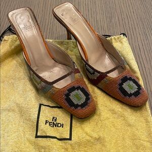 Fendi Unique Vintage Women's Beaded Multicolor Mules